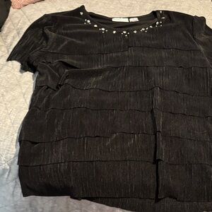 Alfred Dunner Black Tiered Blouse